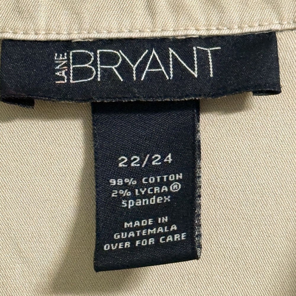 Lane Bryant Tan Twill Utility Jacket Plus Size 22/24 Cropped Zip Front - Picture 2 of 9